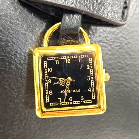 NEW!! Joy & Iman Black Split Leather w/ Gold Accents Large Tote Shoulder Bag - Picture 12 of 13